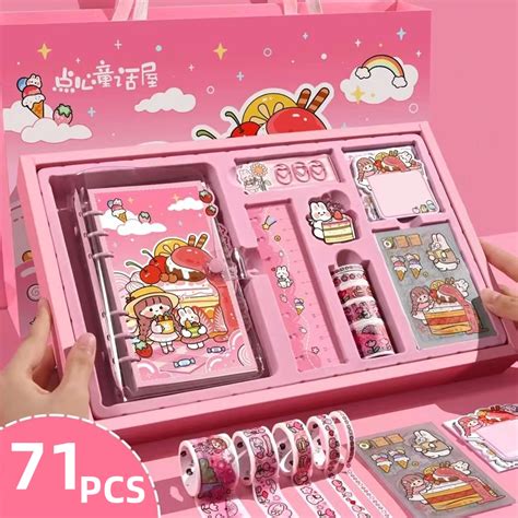 Buku Agenda Notebook Diary Book Buku Diary Set 71pcs Cute Diary Notebook Set Stiker Lucu 1 Set