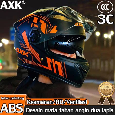 Jual Tersedia Untuk 10 Tahun AXK Helmet Double Visor 2 Kaca HELM BOGO