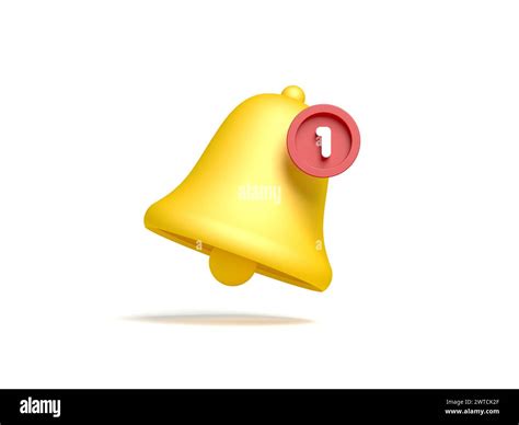 Yellow Notification Bell Isolated On White Background 3d Illustration