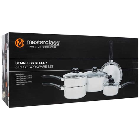 Masterclass Stainless Steel 5 Piece Cookware Set Big W