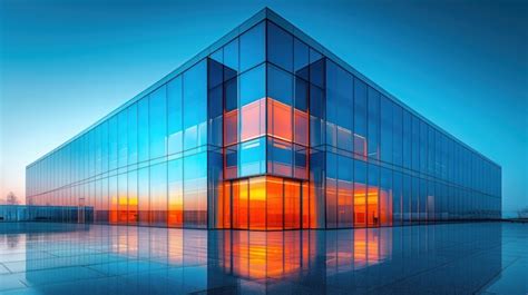 Premium Photo Glass Building Reflecting Sunset