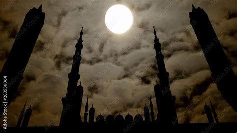 Prophet's Muhammad Mosque, Time Lapse by Night with Medina, Saudi ...