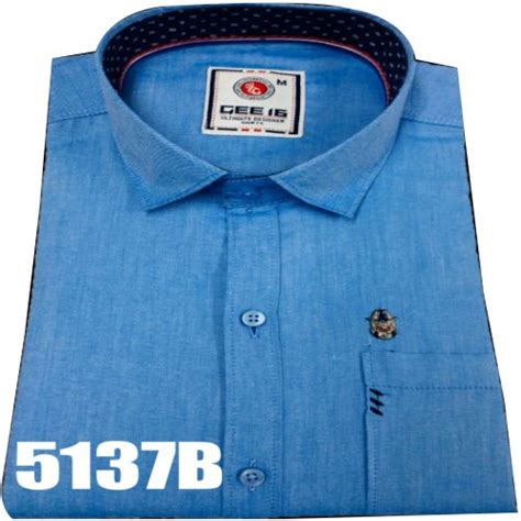 Gee 16 Collar Neck Mens Blue Plain Cotton Shirt Machine Wash At Rs 700