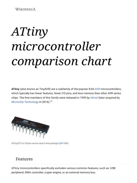 Attiny Microcontroller Comparison Chart Wikipedia Pdf Electronic Circuits Classes Of