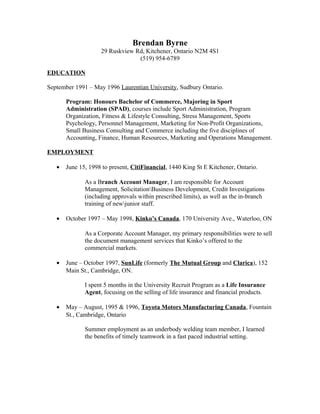 Brendan Byrne Resume Pdf