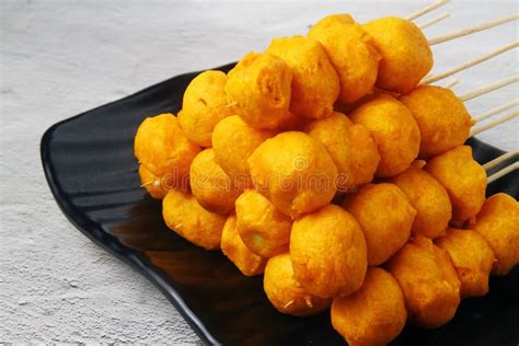 Freshly Cooked Assorted Filipino Street Food Called Kwek Kwek Stock