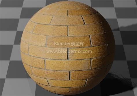 Blender黄色砖混墙壁材质球纹理贴图下载 Blender模型库