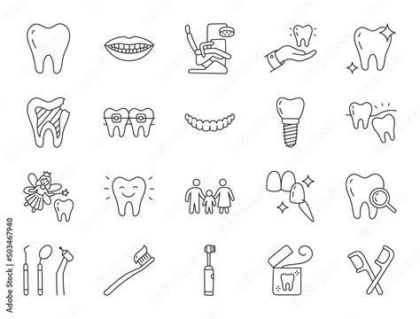 Dental Clinic Doodle Illustration Including Icons Wisdom Tooth