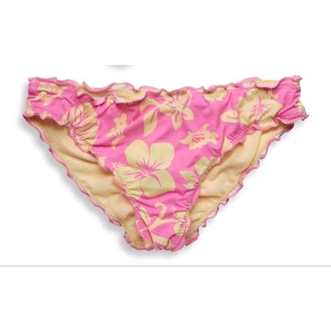 Hobie Swim Hobie Aloha Ruffle Hawaiian Floral Bikini Swim Bottom