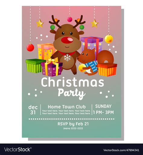 Colorful christmas party invitation card Vector Image