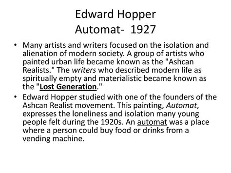 Edward Hopper Automat Analysis