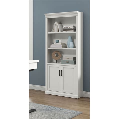 modern wood  doors bookcase office bookcase fully assembled white