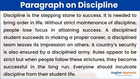 Paragraph On Discipline In English Essay Writing Examples Discipline