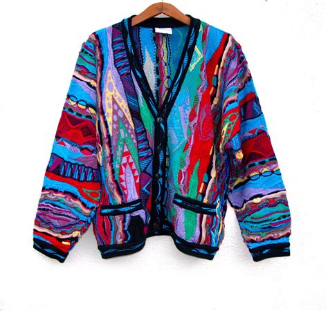 Coogi Australia Cotton Cardigan Men Sweater Size L Bright