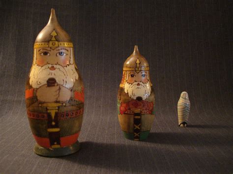 Russian Viking Santa And Mummy Matryoshka Doll Nesting Doll Vintage