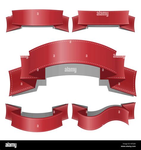 Red Glossy Ribbon Vector Banners Set Web Ribbons Banner With Gradient Mesh Ribbon Banner