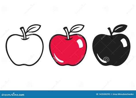 Cartoon Apple Drawing Stock Vector Illustration Of Flat