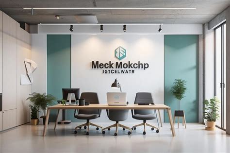 Premium AI Image | office interior wall signage mockup template