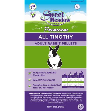 SWEET MEADOW FARM Timothy Pellets Adult Rabbit Food 20 Lb Bag Chewy