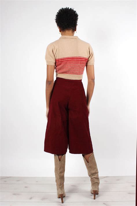 Burgundy Corduroy Culottes Xss Omnia