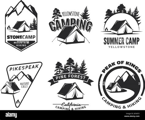 Set Of Vintage Camping And Outdoor Adventure Emblems Logos And Badges