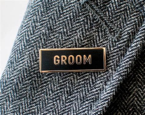 Groom Enamel Lapel Pin Black Gold Cloisonne Pin Bride And