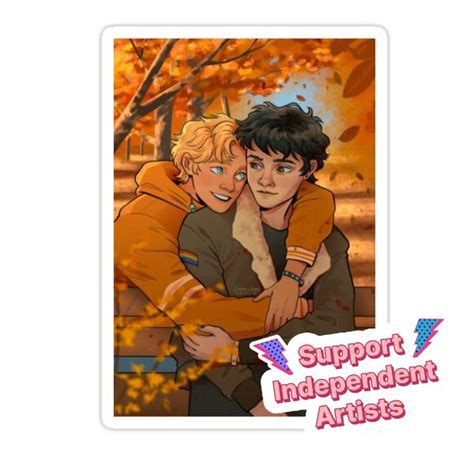 Nico And Will Autumn W Background Sticker For Sale By Karendelavegart In 2024 Percy Jackson