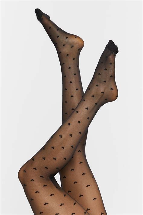 Heart Print Semi Sheer Tights