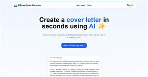 Ai Cover Letter Generator Info Pricing And Guides Ai Tool Guru