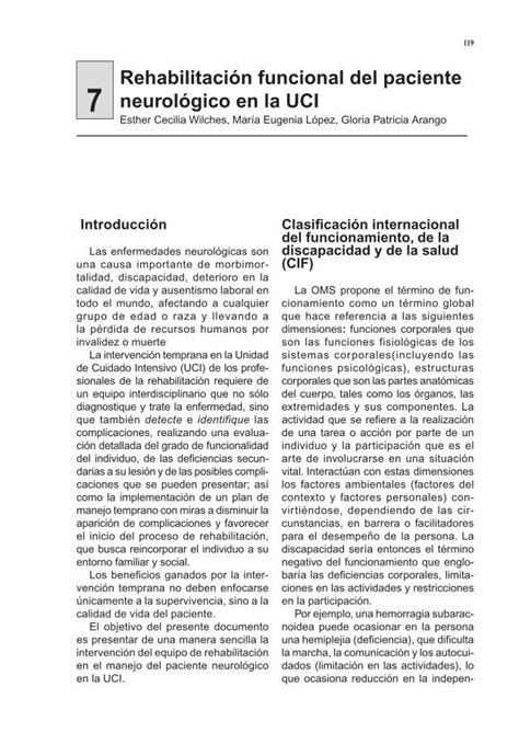 Pdf Rehabilitaci N Funcional Del Paciente Neurol Gico En Los