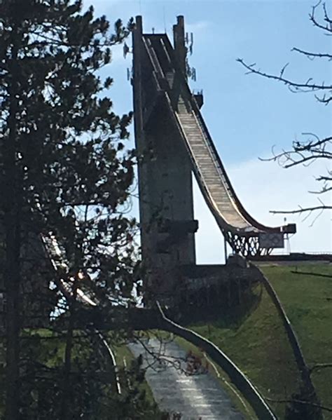 One Of The Lake Placid Olympic Ski Jump Ramps Incredibly High And Steep And A Long Way Before You