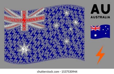 Waving Australia Flag Vector Electric Spark Stock Vector Royalty Free