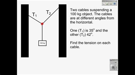 Static Equilibrium 2 Cables Different Angles YouTube