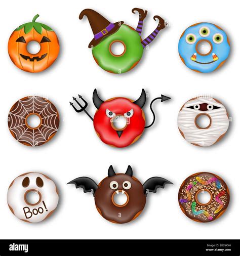 Set Of Isolated Halloween Donuts Stock Vector Image Art Alamy