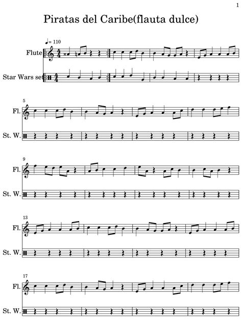 Piratas Del Caribe Flauta Dulce Sheet Music For Flute