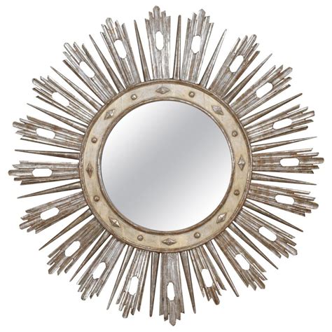 Pair Of Large Silver Leaved Sunburst Mirror For Sale At 1stdibs