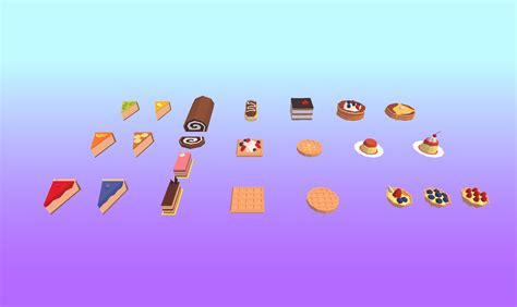 Food Pack Low Poly Pastry Sweets And Desserts Gamedev Market