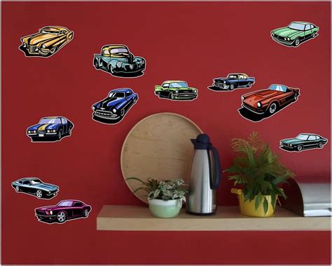 Samunshi Mega Cars Supercars Set 60 Wall Sticker Hot Rod Muscle Car 10x 16x26cm BigaMart