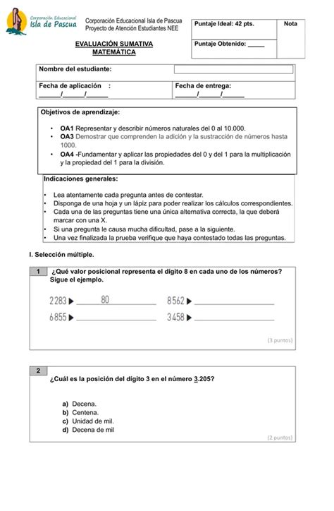 Evaluaci N Matem Tica Profe Social