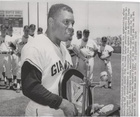 Willie Mays Holds MVP Plaque 1965