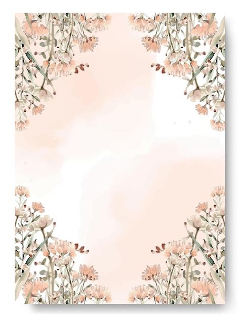 Premium Vector Hand Drawn Nude Cosmos Floral Wedding Invitation Card