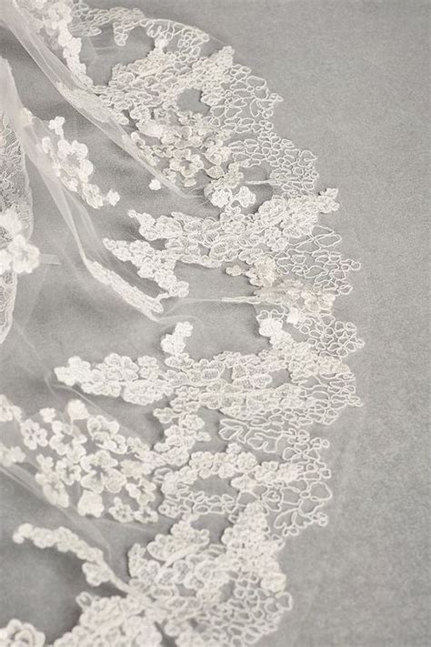 Appliqued Floral Lace Chapel Length Veil Style Vw V Ivory