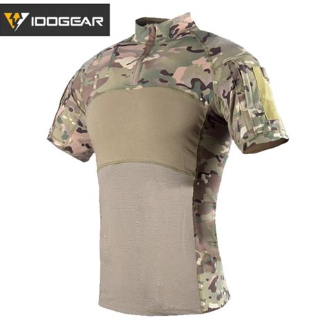 Idogear Tactical Shirt Short Sleeve Top Camo Airsoft Outdoor Black