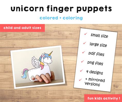 Unicorn Finger Puppet Printable Coloring Kids Craft By Happy Paper Time