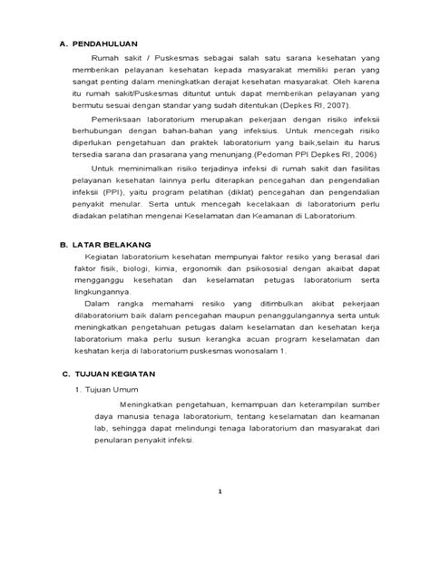 Kerangka Acuan Keselamatan Dan Keamanan Laboratorium Pdf