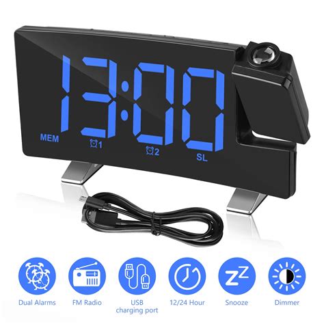 Projection Alarm Clock 7 Large Led Digital Clock 4 Dimmer Usb