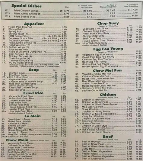 Wah Do Chinese Restaurant Menu Urbanspoonzomato