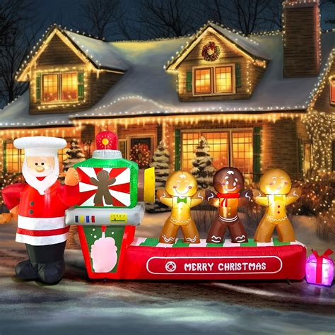 Kalolary Ft Long Christmas Inflatable Decoration Santa Claus With