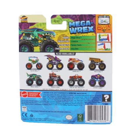 Hot Wheels Monster Trucks Scale Mega Wrex Green Includes Connect And Crash Car Frys
