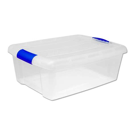 Caja De Plástico Joy Azul Tapa Con Broches 15 L Walmart